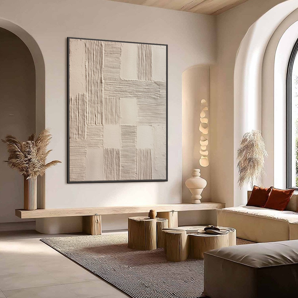 FOUNDATIONS: Textured Minimalist Abstract Painting in Beige - Image 7