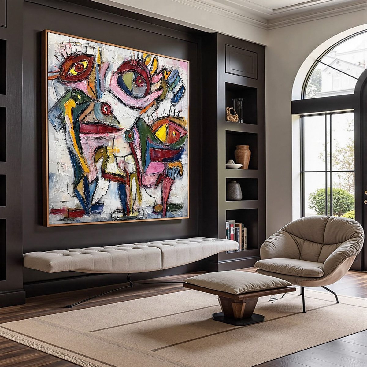 FRACTURED GAZE: Colorful Textured Abstract Figurative Impasto Wall Art - Image 7