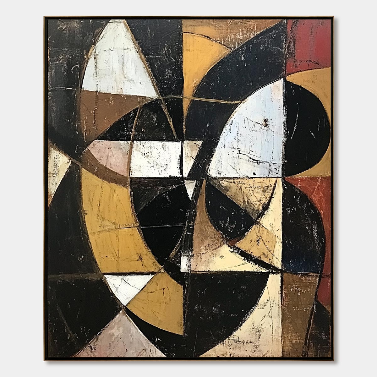 FRACTURED RHYTHM: Textured Geometric Abstract Oil Painting