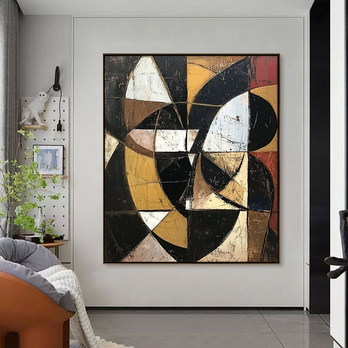 FRACTURED RHYTHM: Textured Geometric Abstract Oil Painting - Image 2