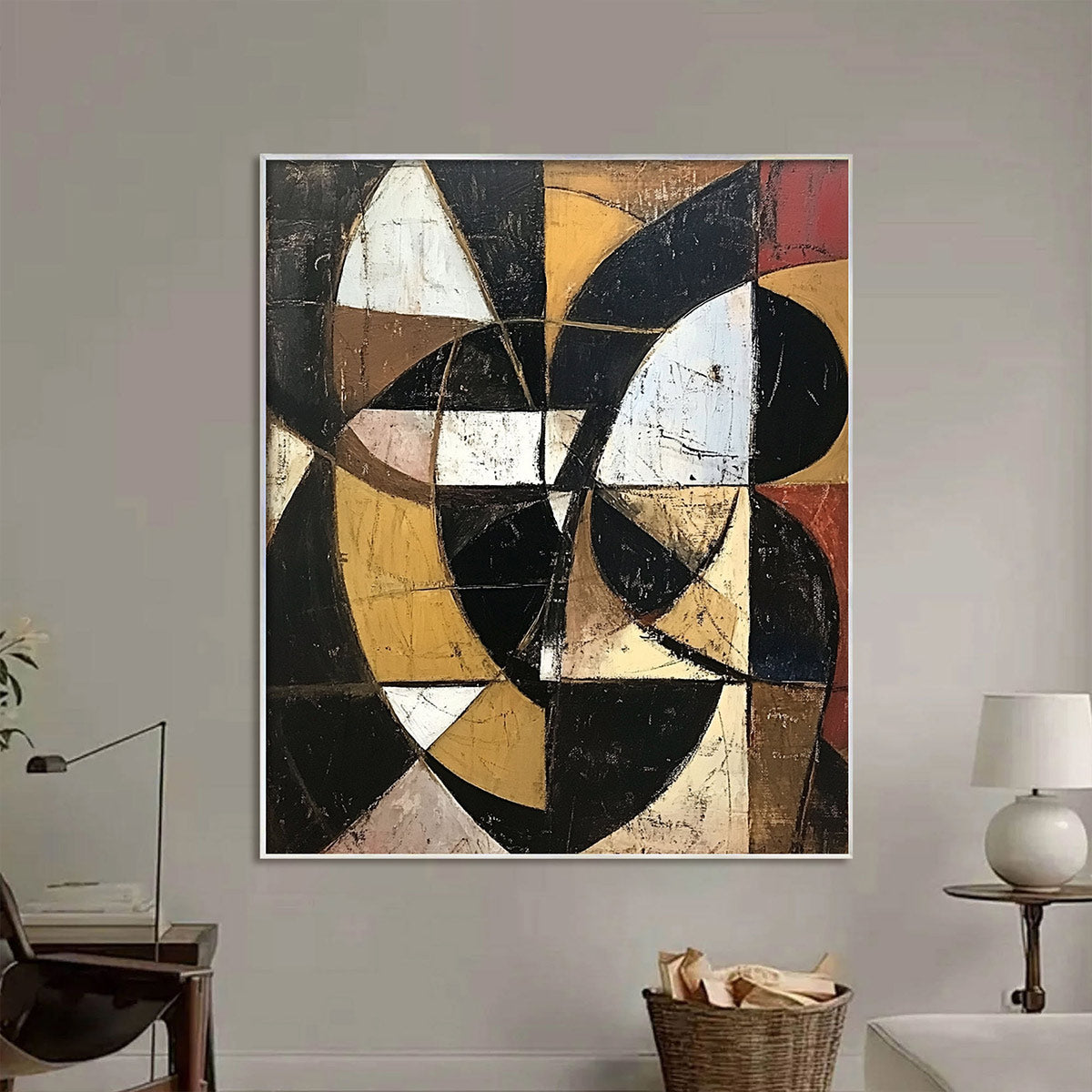 FRACTURED RHYTHM: Textured Geometric Abstract Oil Painting - Image 5