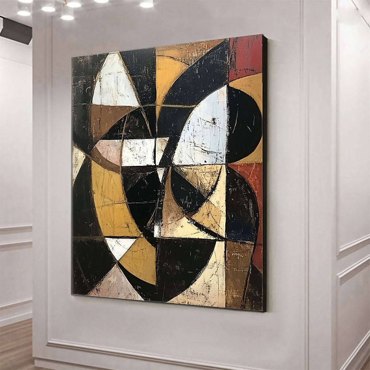 FRACTURED RHYTHM: Textured Geometric Abstract Oil Painting - Image 4