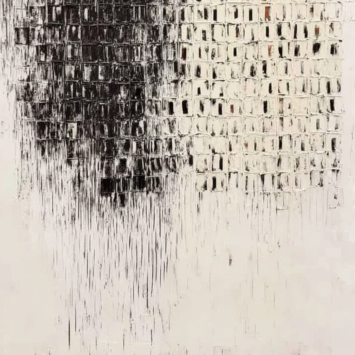 FRAGMENT: Textured Minimalist Black and White Architectural Painting - Image 5
