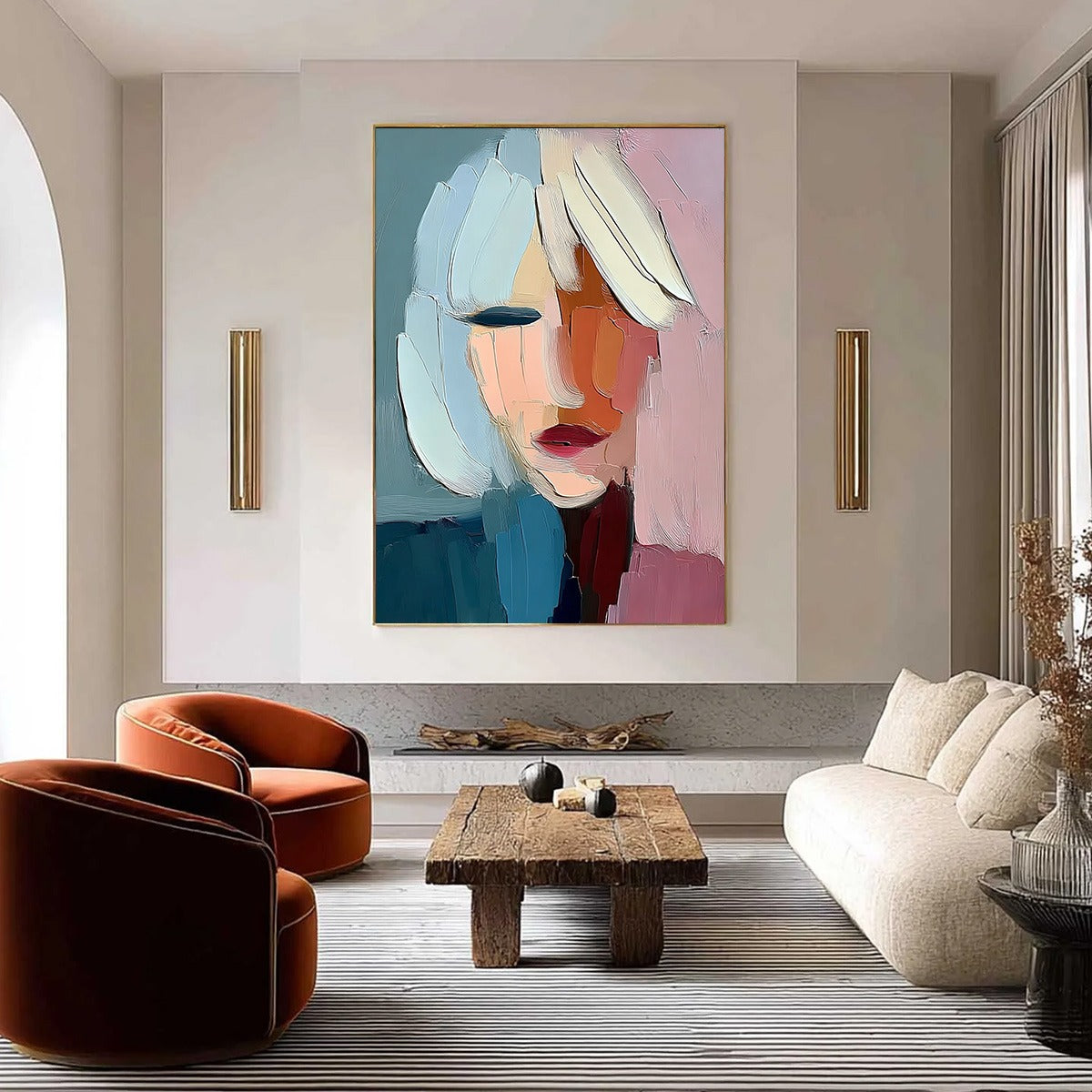 FRAGMENTED SERENITY: Colorful Abstract Portrait Impasto Oil Painting - Image 4