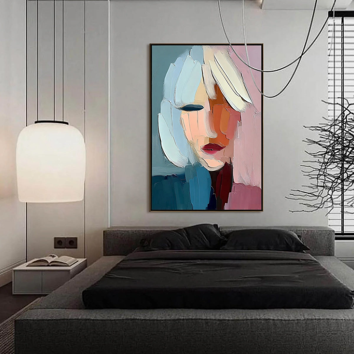 FRAGMENTED SERENITY: Colorful Abstract Portrait Impasto Oil Painting - Image 6
