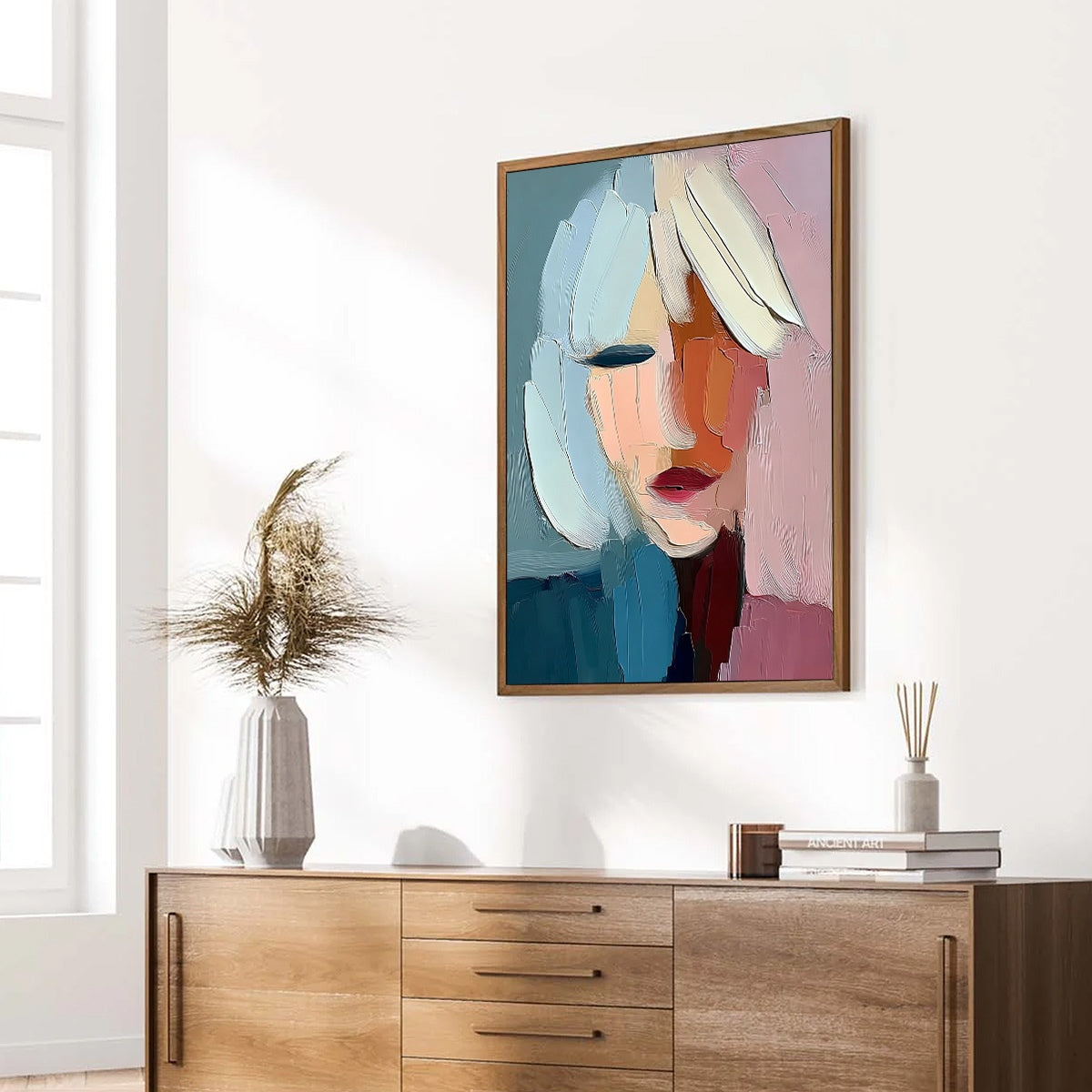 FRAGMENTED SERENITY: Colorful Abstract Portrait Impasto Oil Painting - Image 8