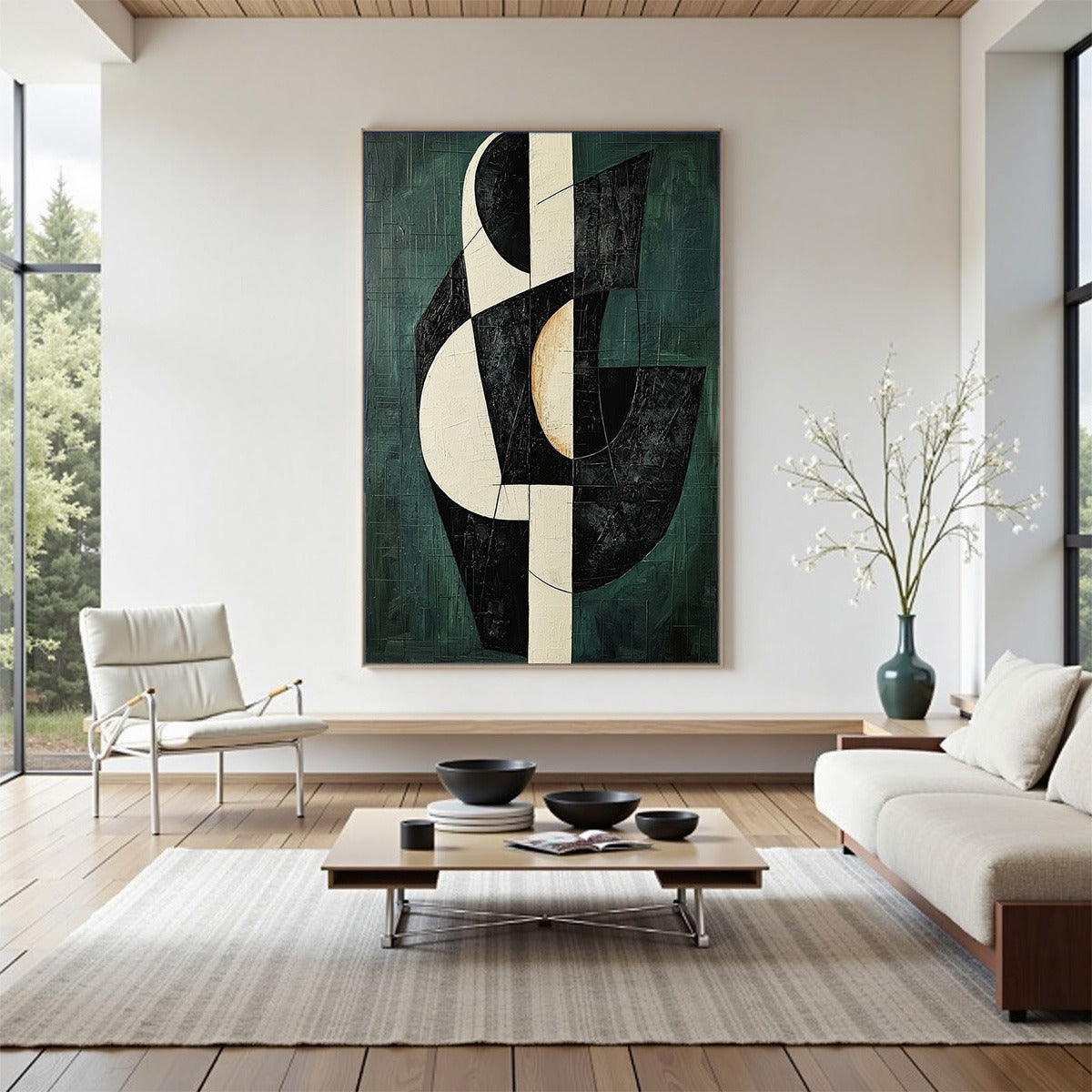 FRAGMENTED FORMS: Textured Geometric Abstract Oil Painting - Image 2