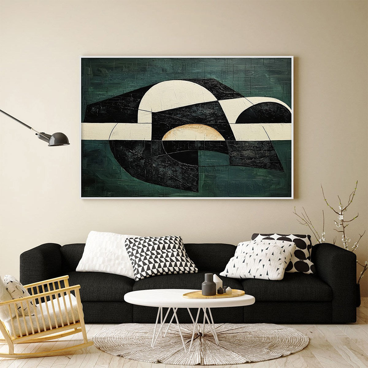 FRAGMENTED FORMS: Textured Geometric Abstract Oil Painting - Image 3