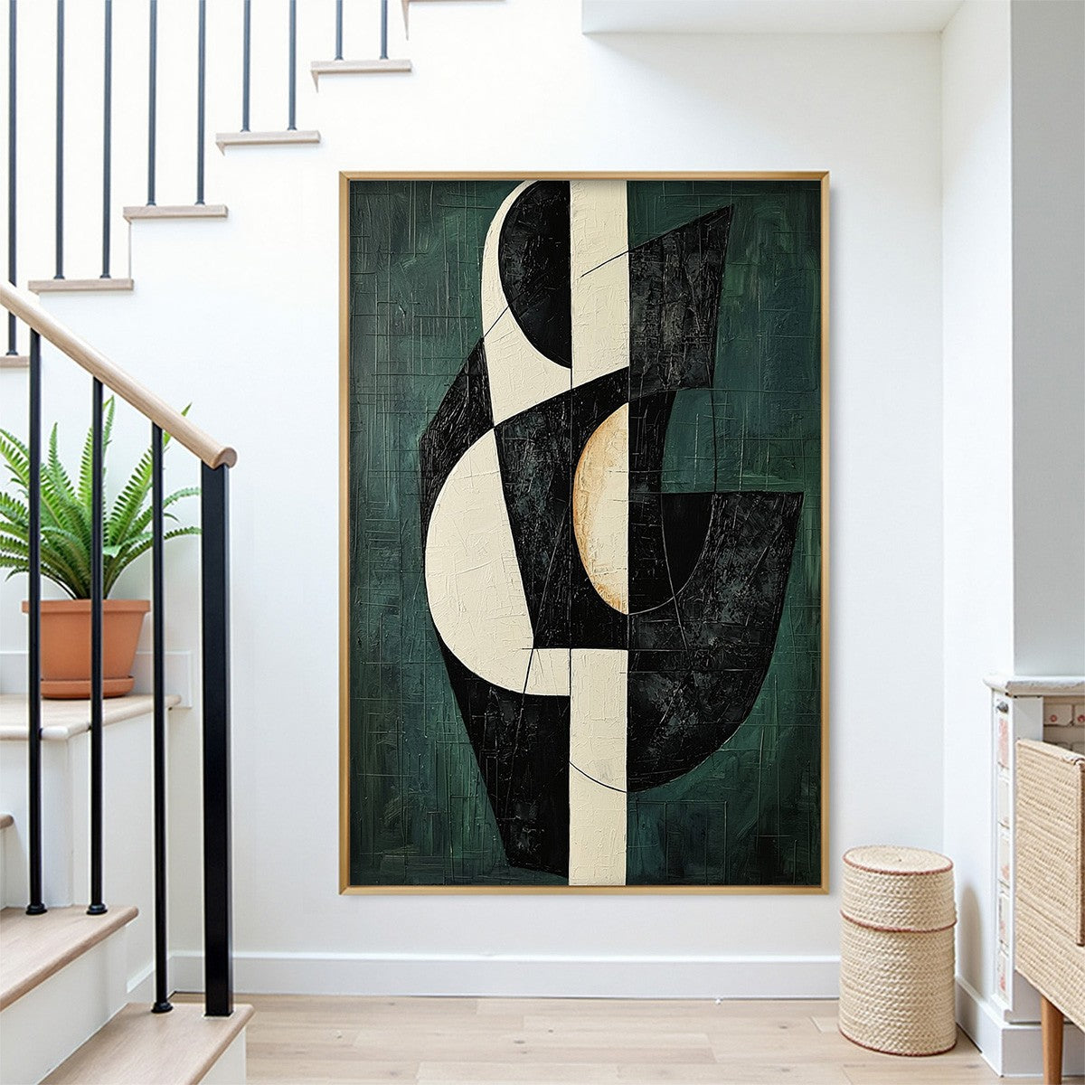 FRAGMENTED FORMS: Textured Geometric Abstract Oil Painting - Image 5