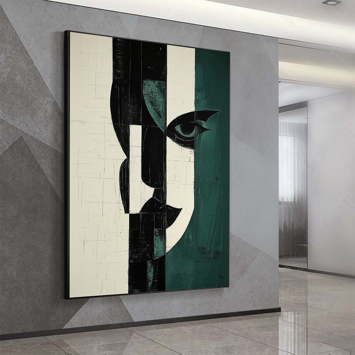 FRAGMENTED GAZE: Textured Abstract Portrait Painting - Image 4