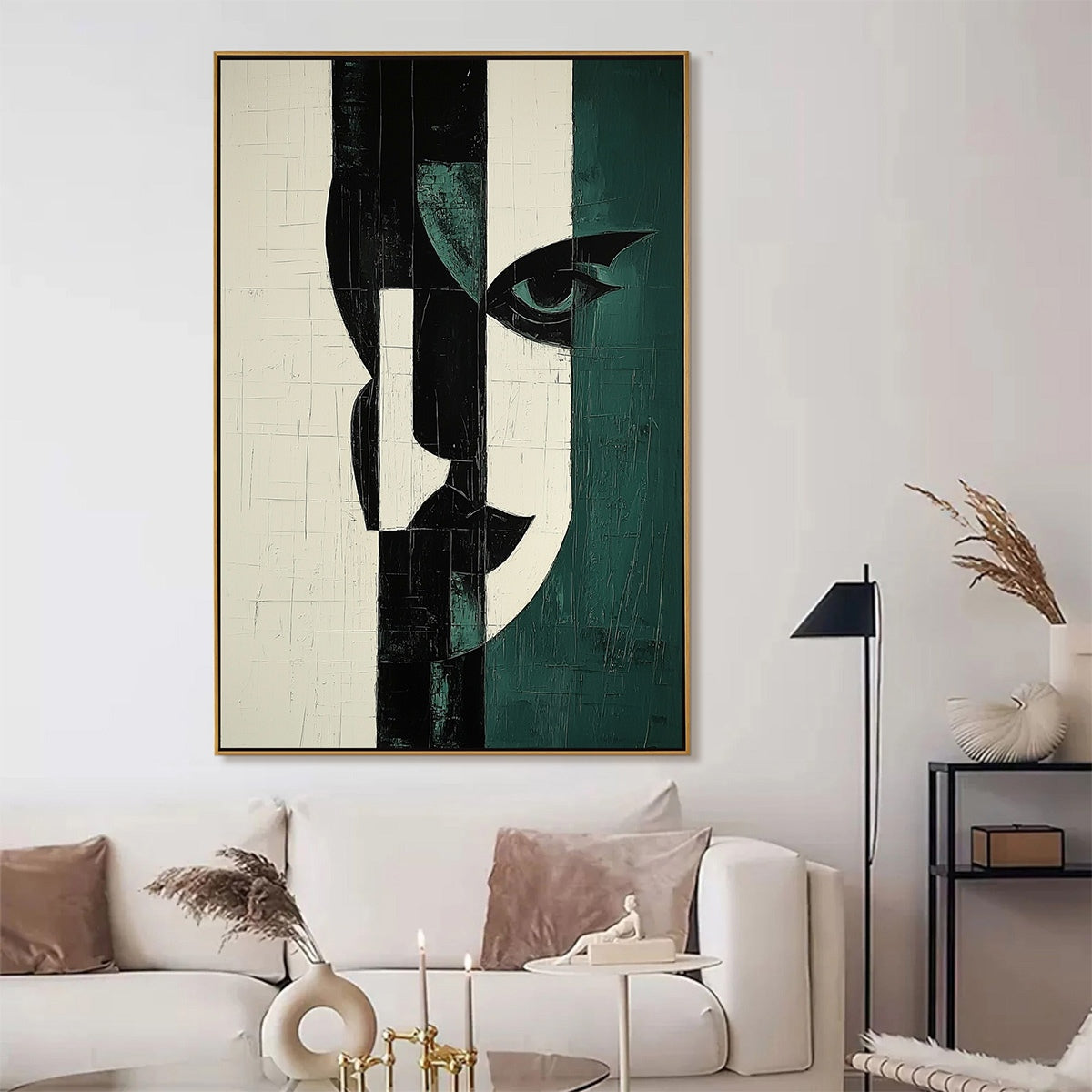 FRAGMENTED GAZE: Textured Abstract Portrait Painting - Image 2