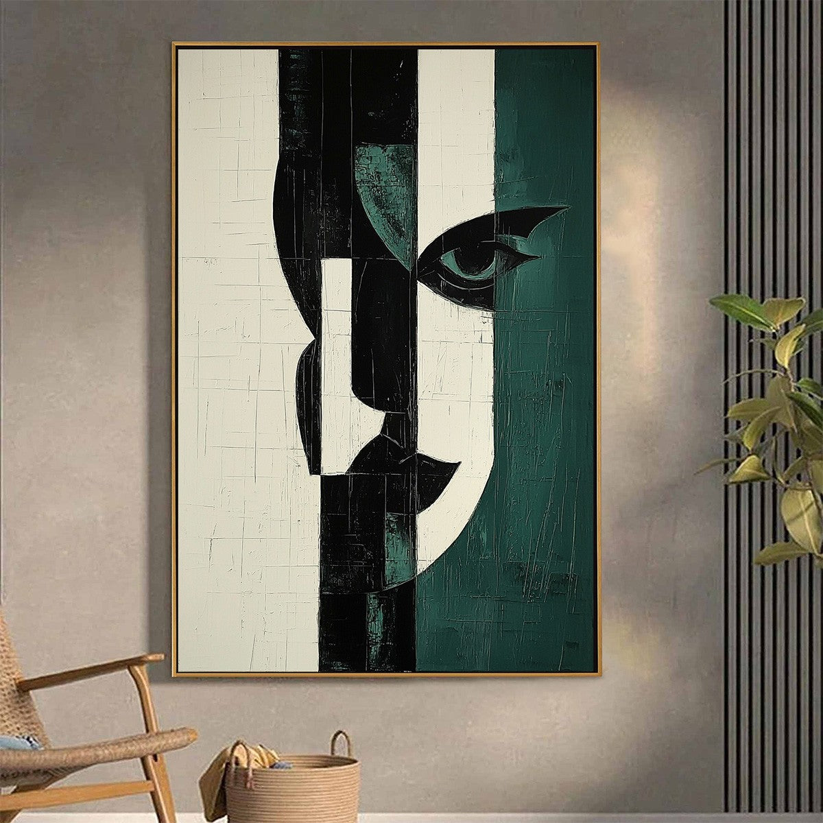 FRAGMENTED GAZE: Textured Abstract Portrait Painting - Image 5