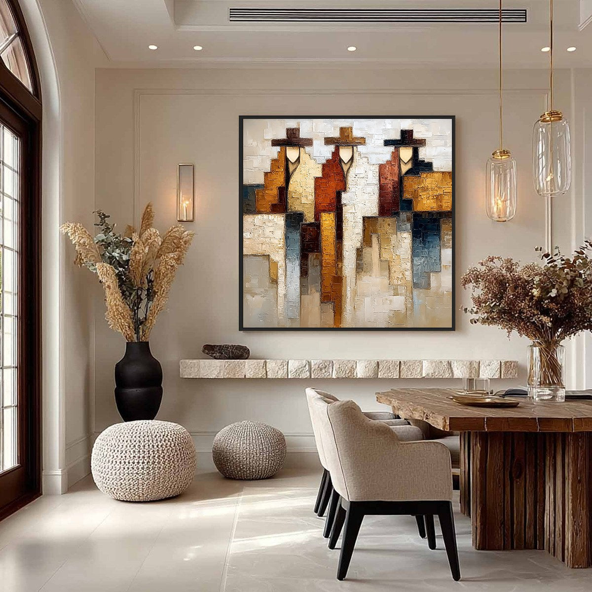 FRONTIER ECHOES: Large Textured Abstract Figurative Palette Knife Painting - Image 4