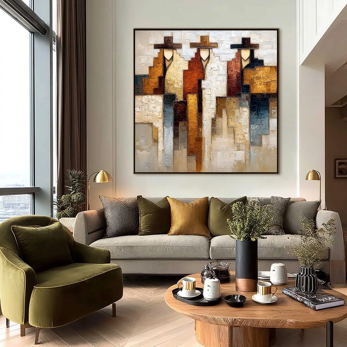 FRONTIER ECHOES: Large Textured Abstract Figurative Palette Knife Painting - Image 6