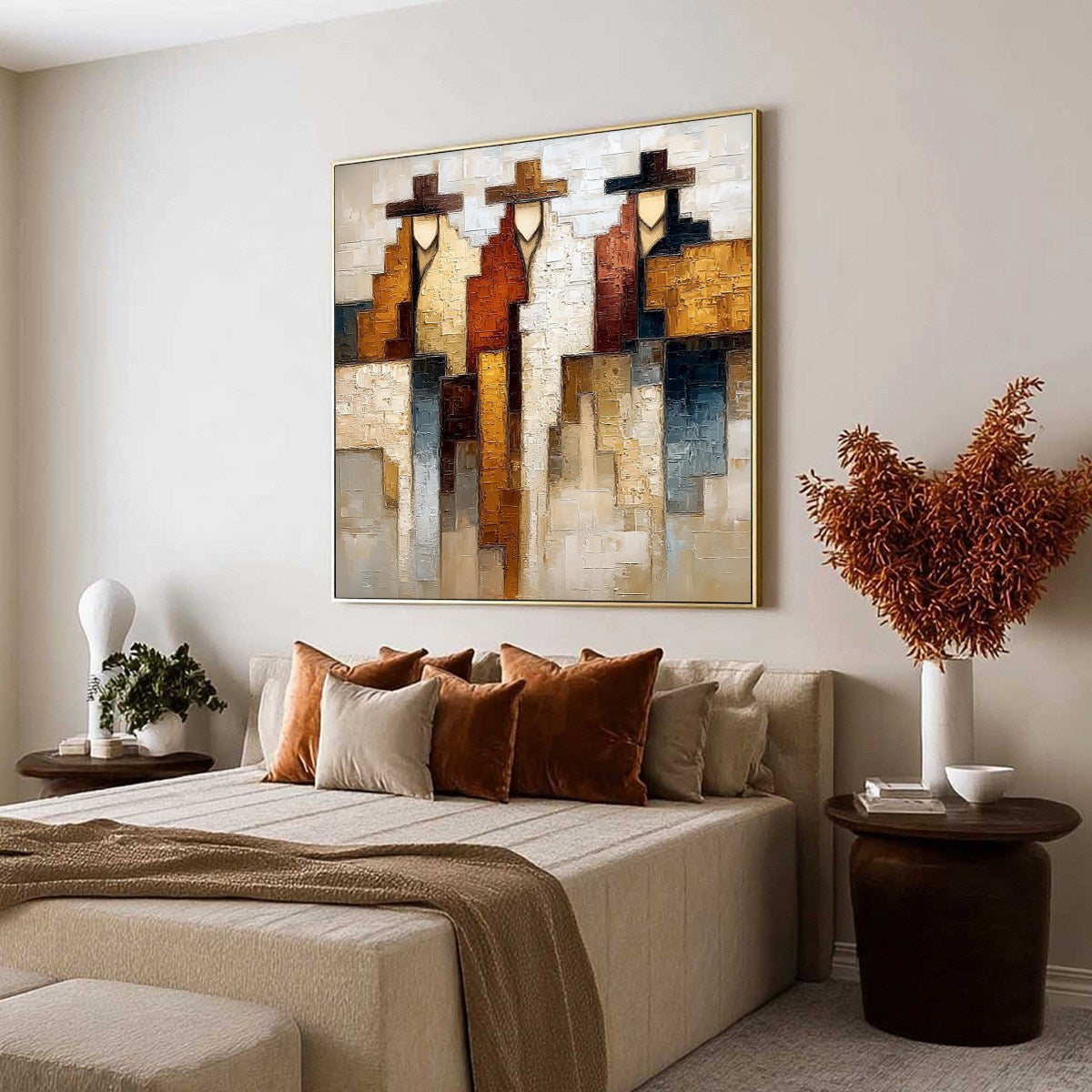 FRONTIER ECHOES: Large Textured Abstract Figurative Palette Knife Painting - Image 7