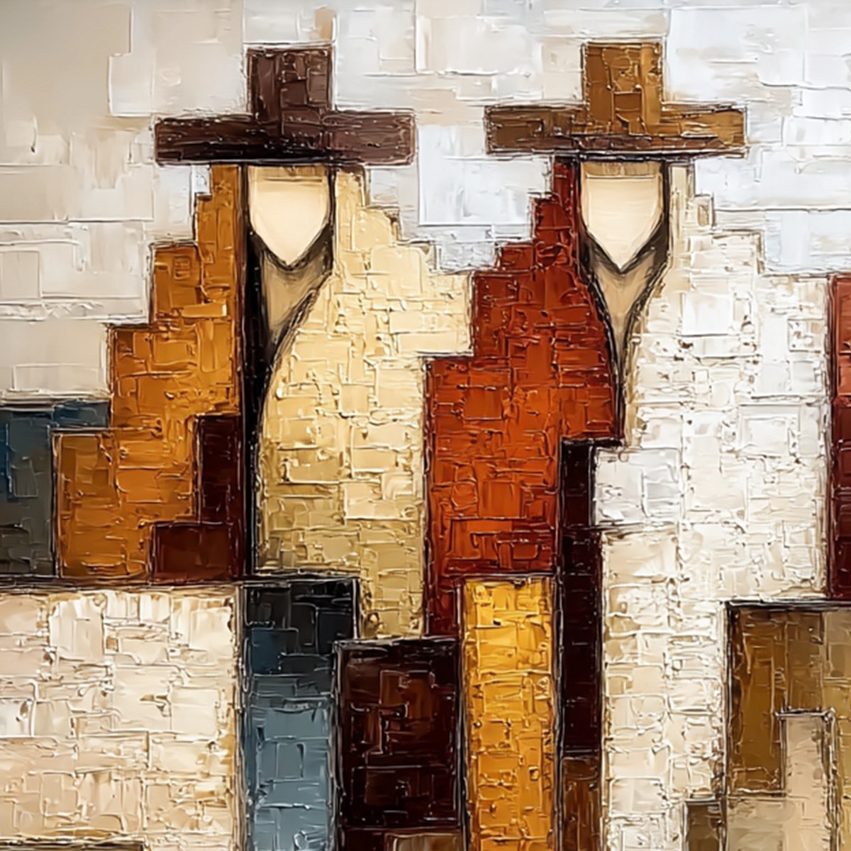 FRONTIER ECHOES: Large Textured Abstract Figurative Palette Knife Painting - Image 5