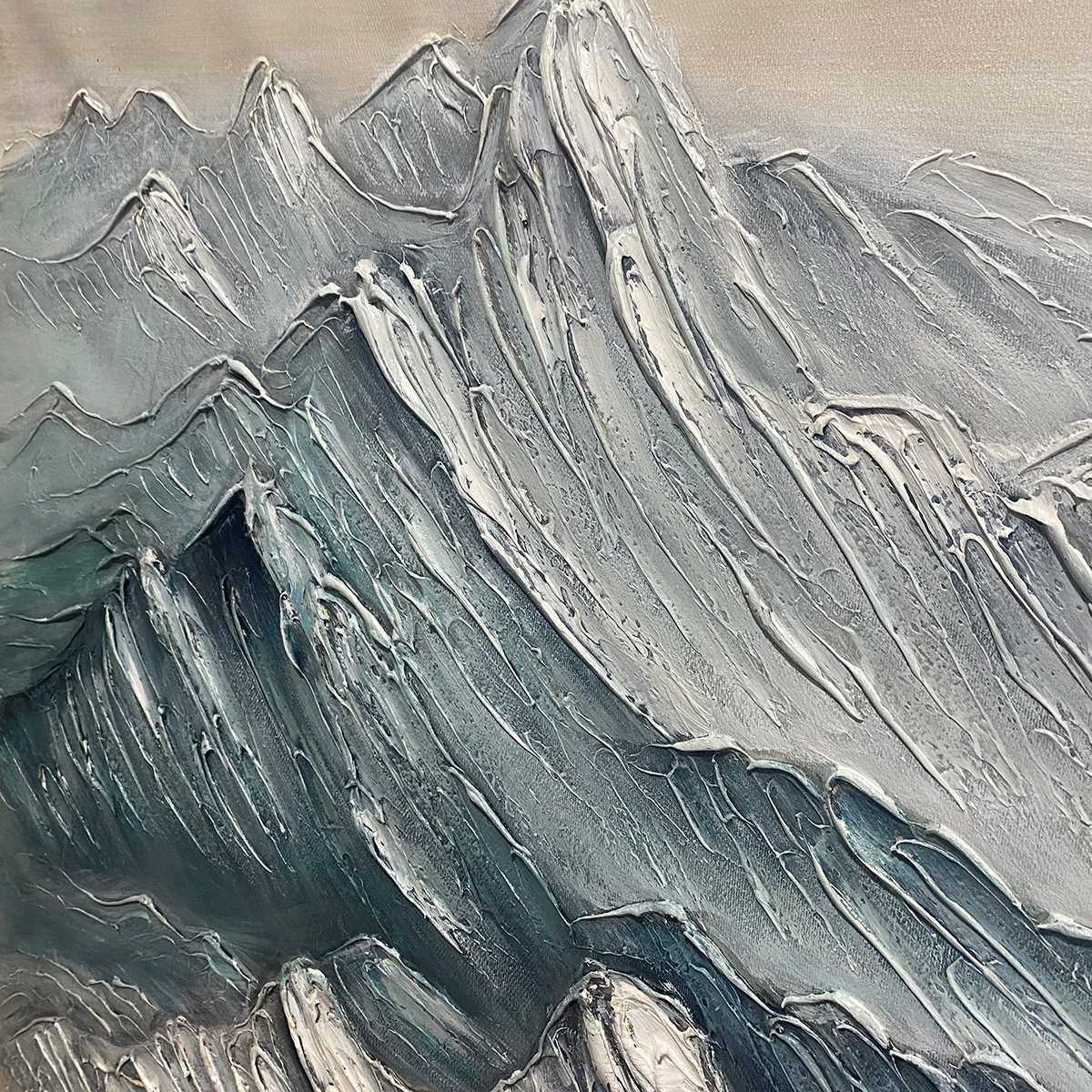 Ready to Ship | FROZEN PEAKS: Textured Minimalist Mountain Landscape - Image 4