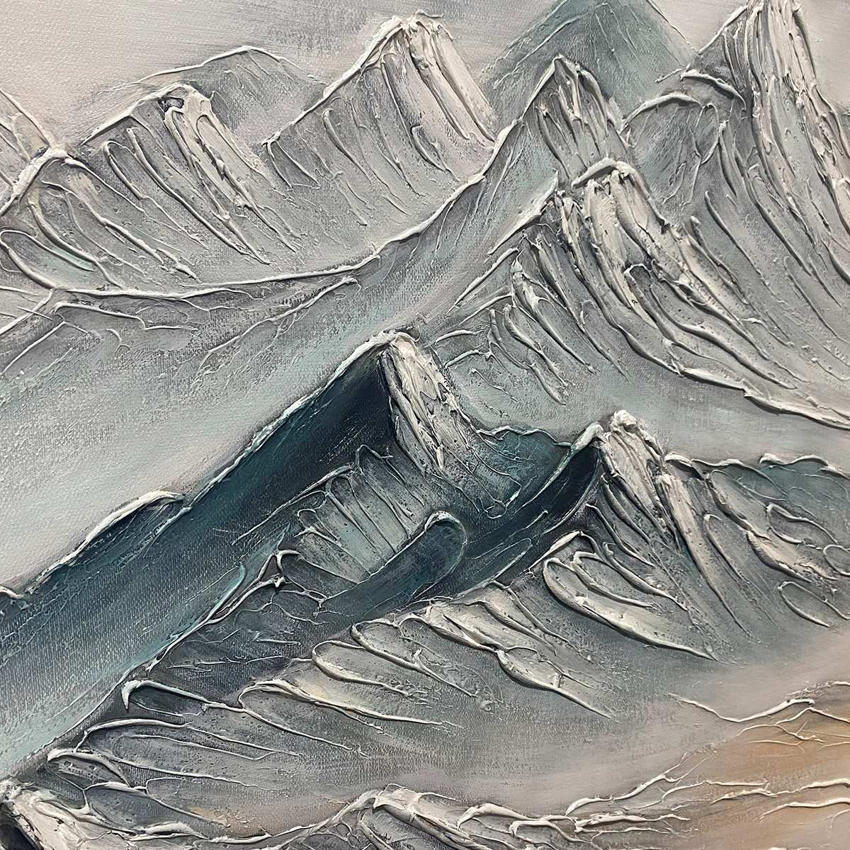 Ready to Ship | FROZEN PEAKS: Textured Minimalist Mountain Landscape - Image 2