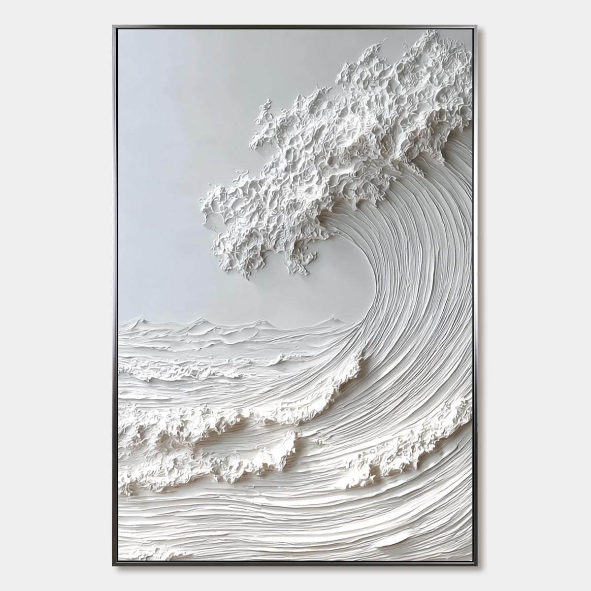 FROZEN MOMENTUM: Textured Impasto Seascape Oil Painting