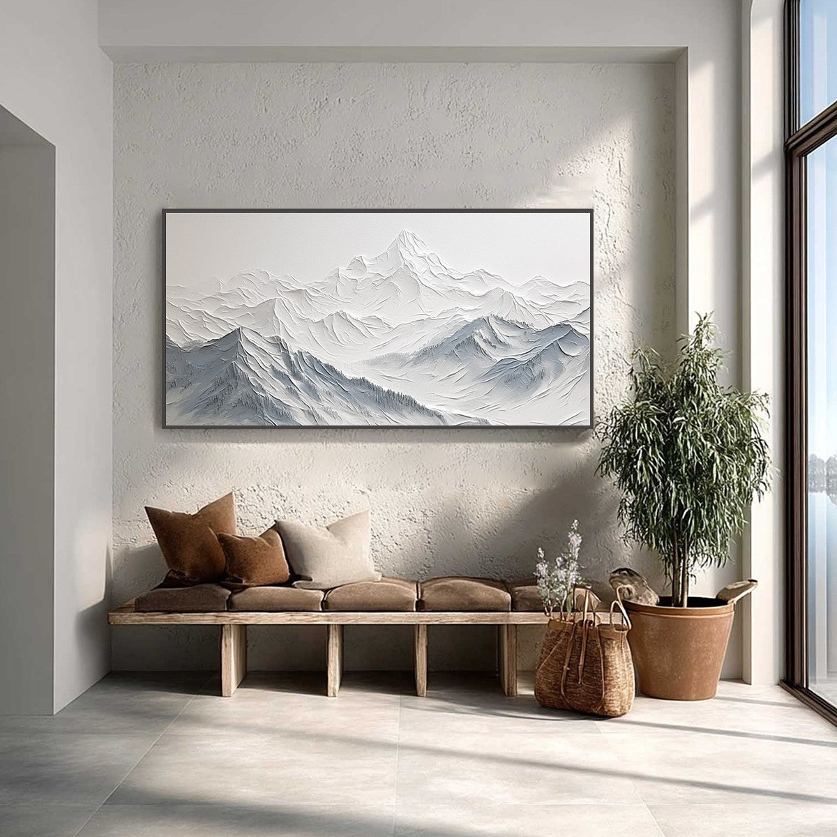 FROZEN PEAKS: Textured Minimalist Mountain Landscape - Image 5
