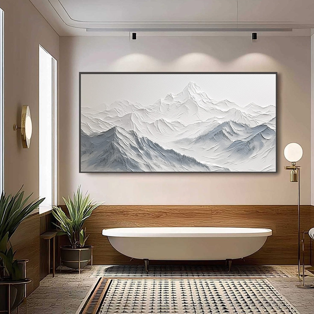 FROZEN PEAKS: Textured Minimalist Mountain Landscape - Image 4