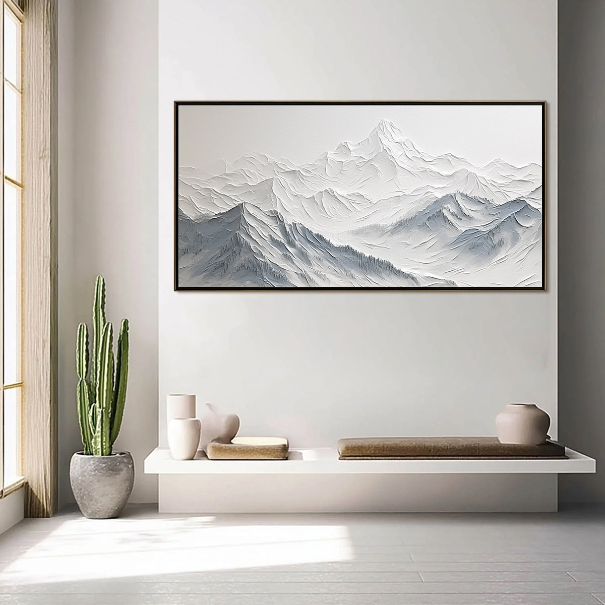 FROZEN PEAKS: Textured Minimalist Mountain Landscape - Image 2