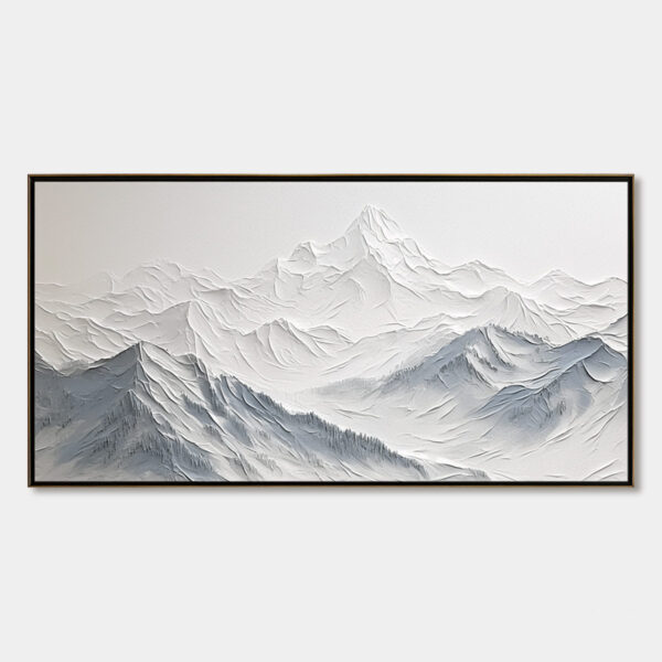 FROZEN PEAKS: Textured Minimalist Mountain Landscape