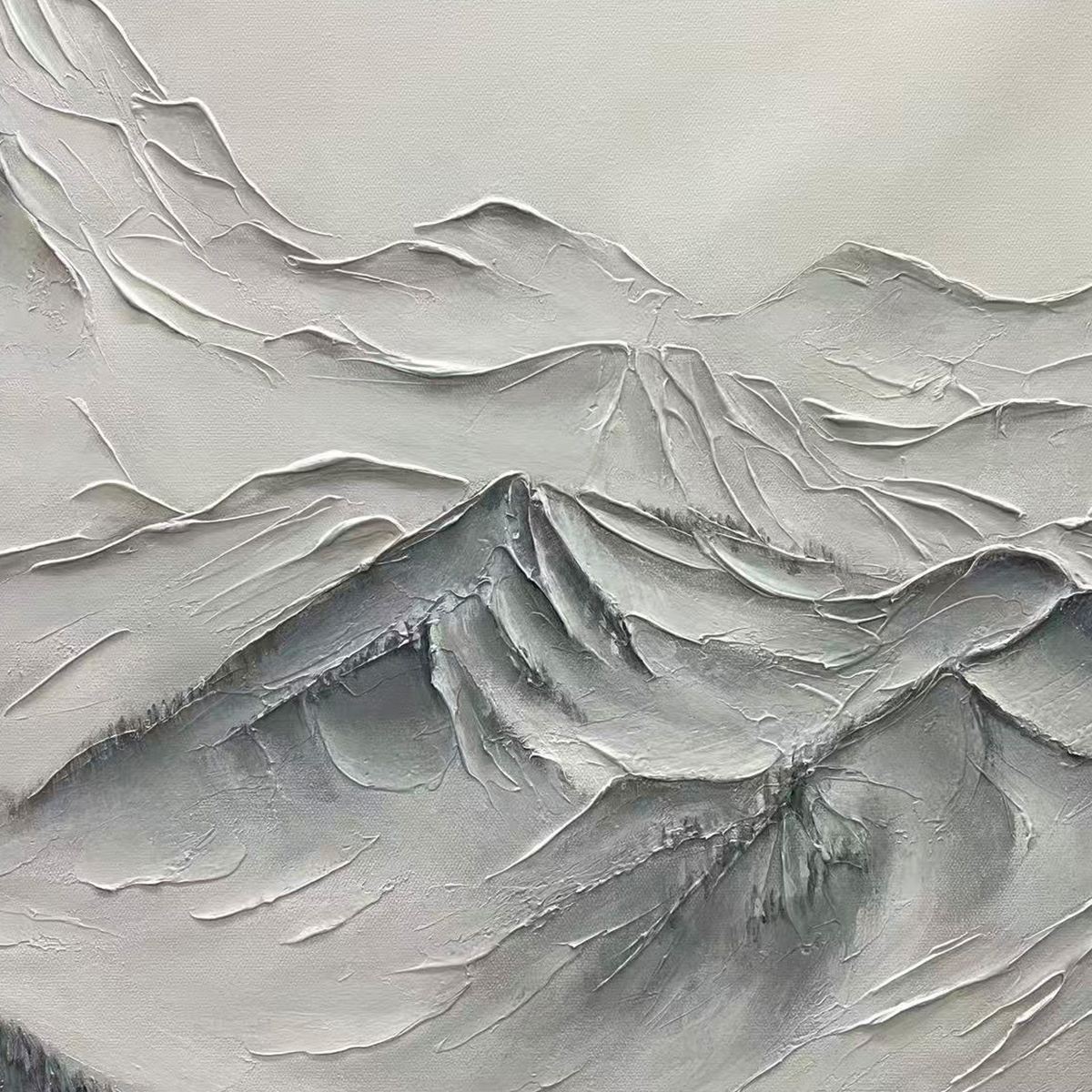 FROZEN PEAKS: Textured Minimalist Mountain Landscape - Image 6
