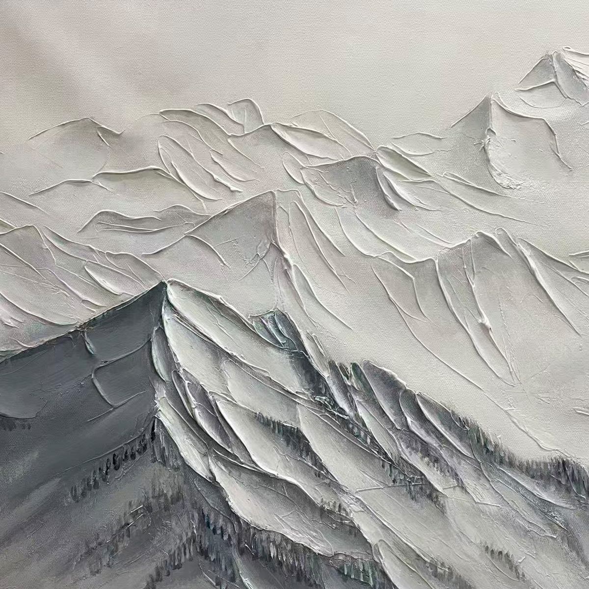 FROZEN PEAKS: Textured Minimalist Mountain Landscape - Image 3