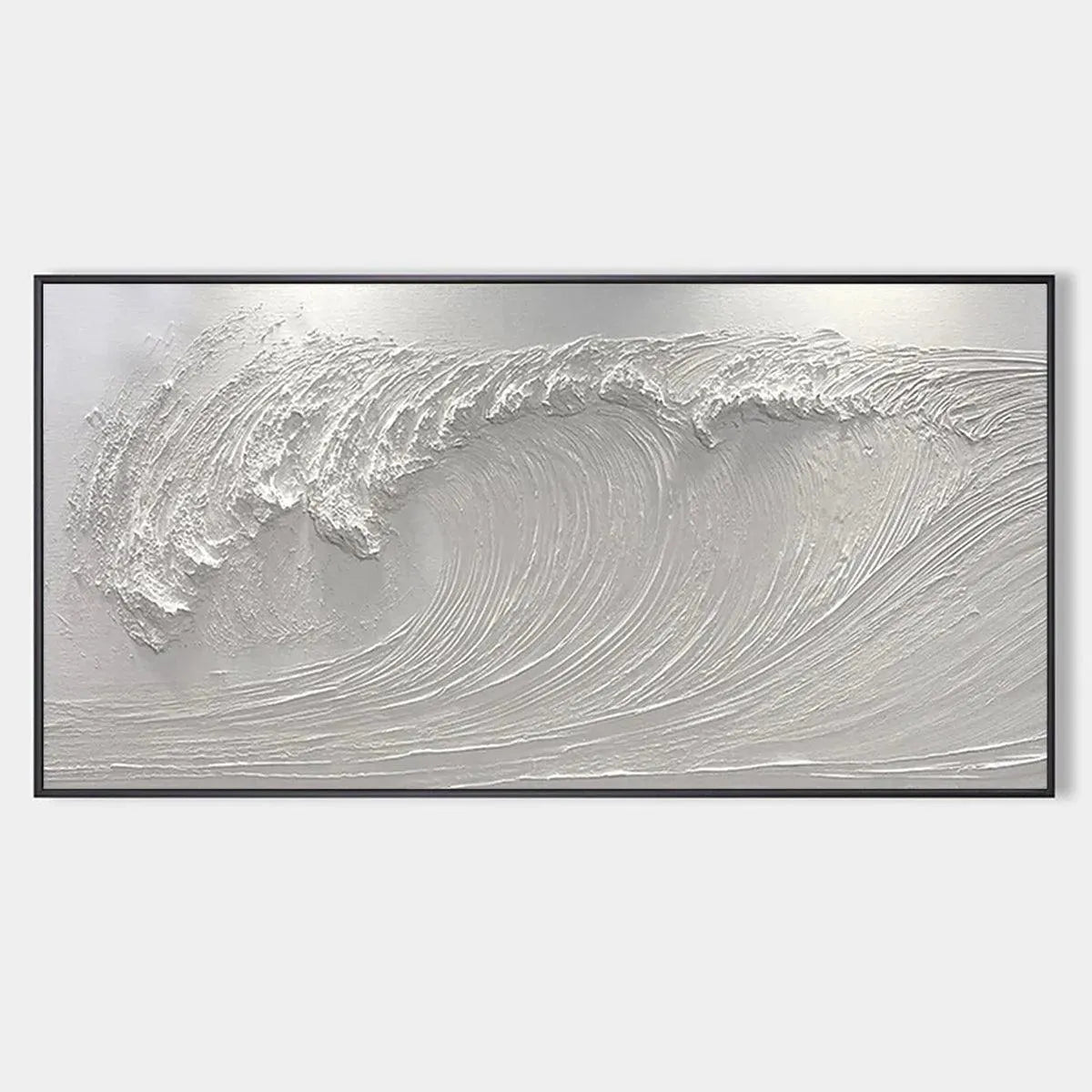 FROZEN TIDE: Textured White Wave Painting