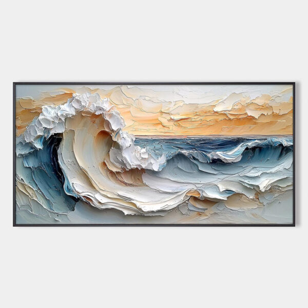 FROZEN TIDE: Textured Abstract Blue and White Oil Painting