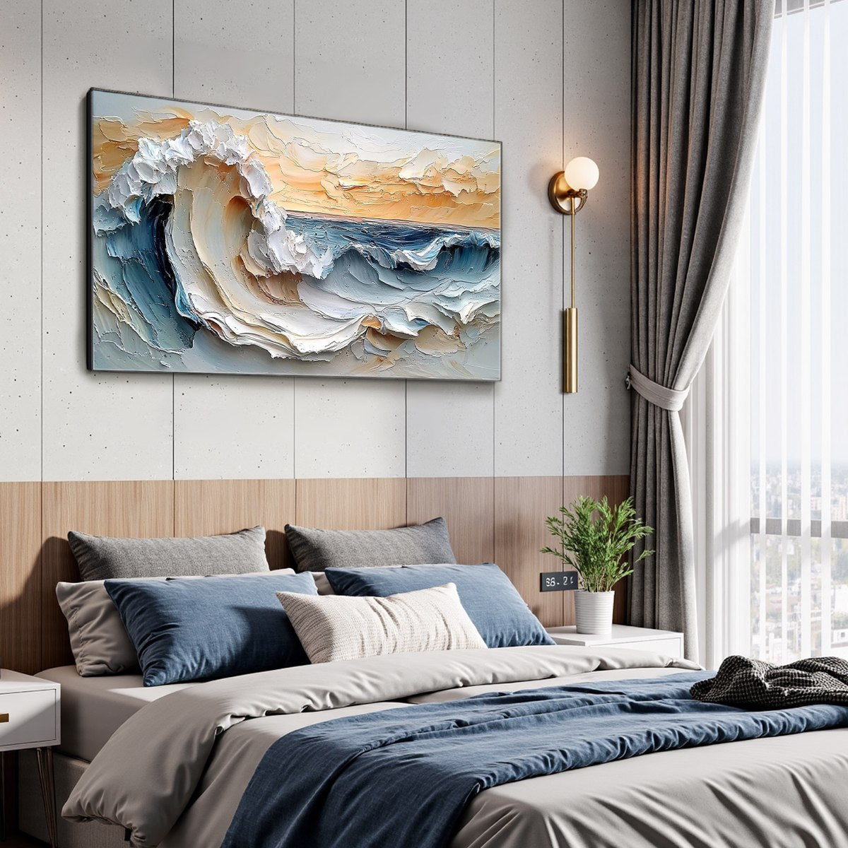 FROZEN TIDE: Textured Abstract Blue and White Oil Painting - Image 4