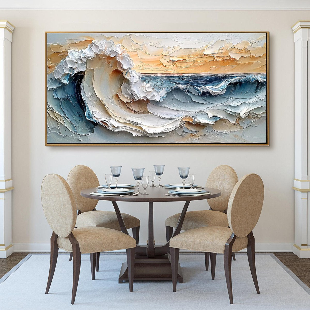 FROZEN TIDE: Textured Abstract Blue and White Oil Painting - Image 2