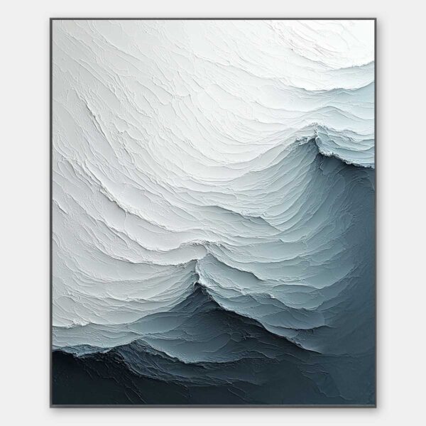 FROZEN TIDE: Textured Monochromatic Oil Painting