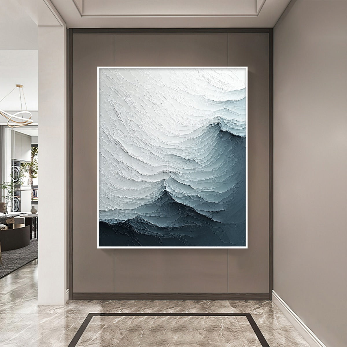 FROZEN TIDE: Textured Monochromatic Oil Painting - Image 5