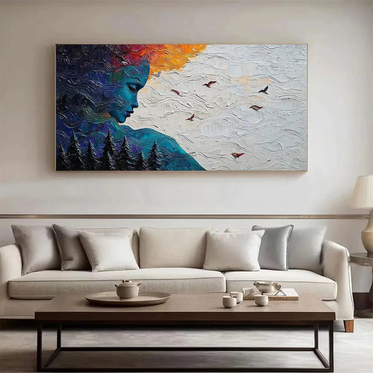 FOREST MUSE: Textured Impasto Portrait with Nature Oil Painting - Image 6