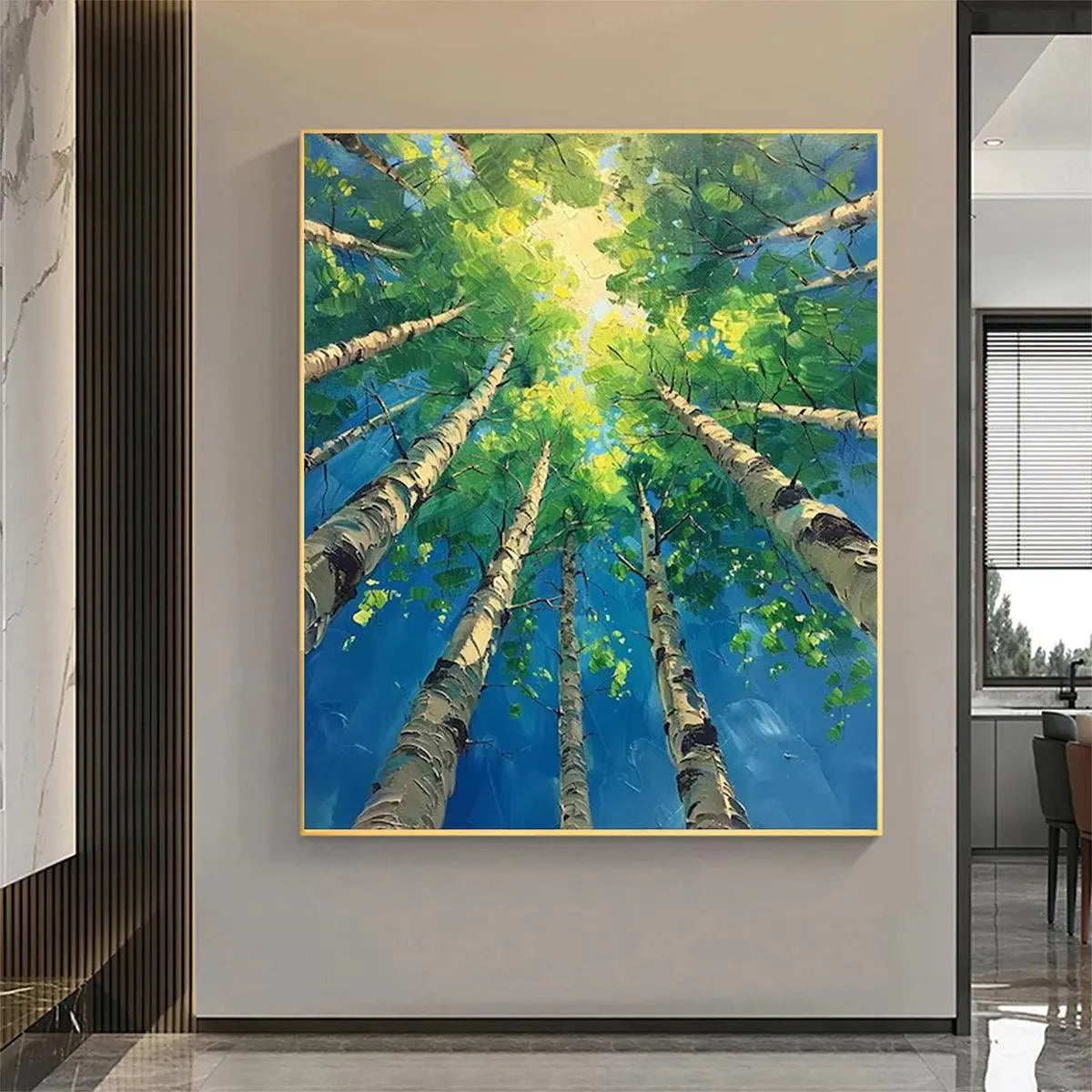 FOREST SUNRISE: Textured Birch Tree Painting, Impasto Wall Art, Vertical Canvas, Nature Decor - Image 8
