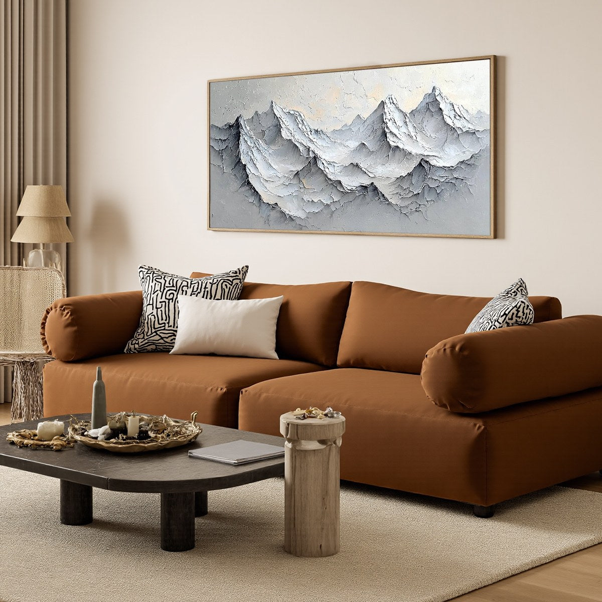 FROZEN PEAKS: Textured Impasto Mountain Landscape Oil Painting - Image 4