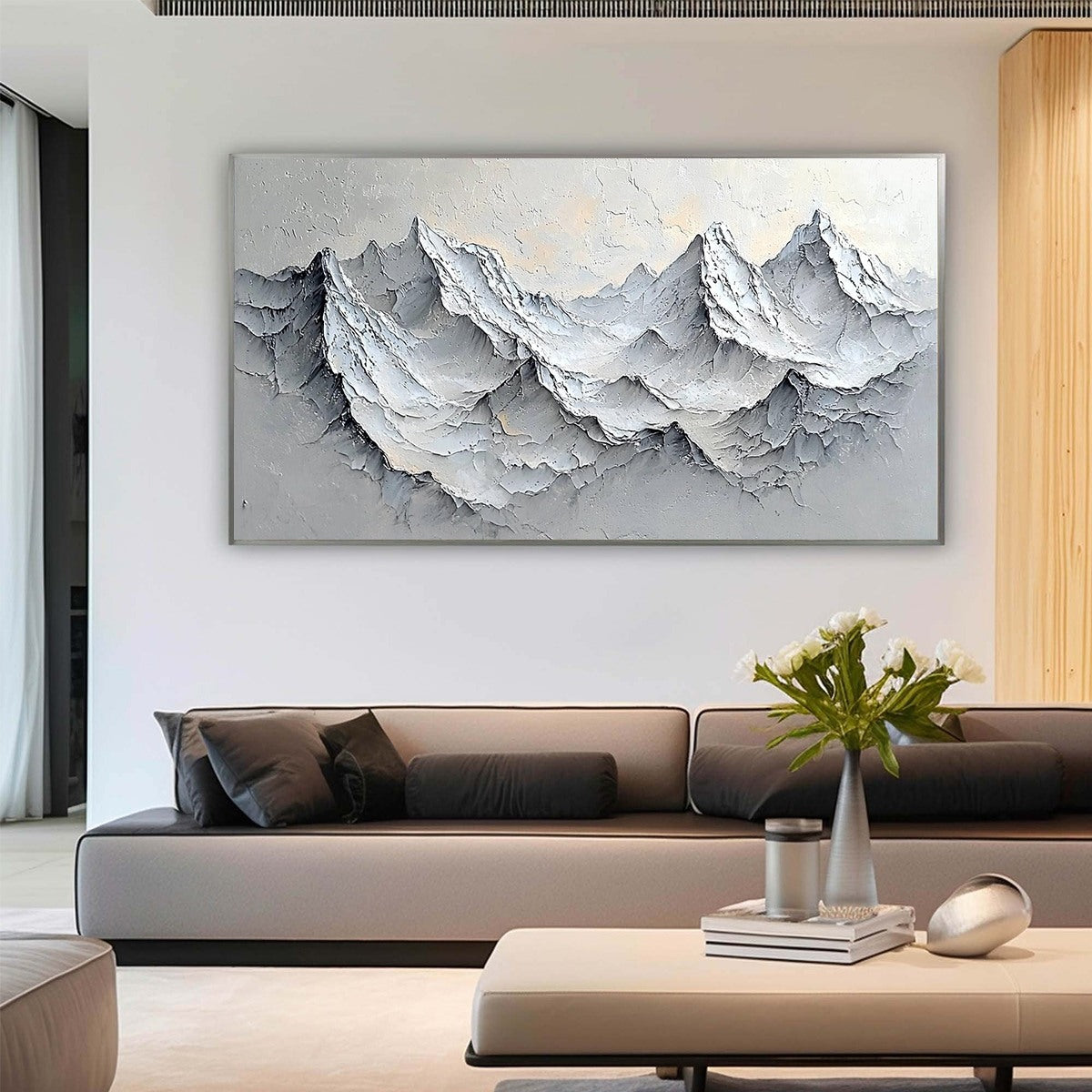 FROZEN PEAKS: Textured Impasto Mountain Landscape Oil Painting - Image 2