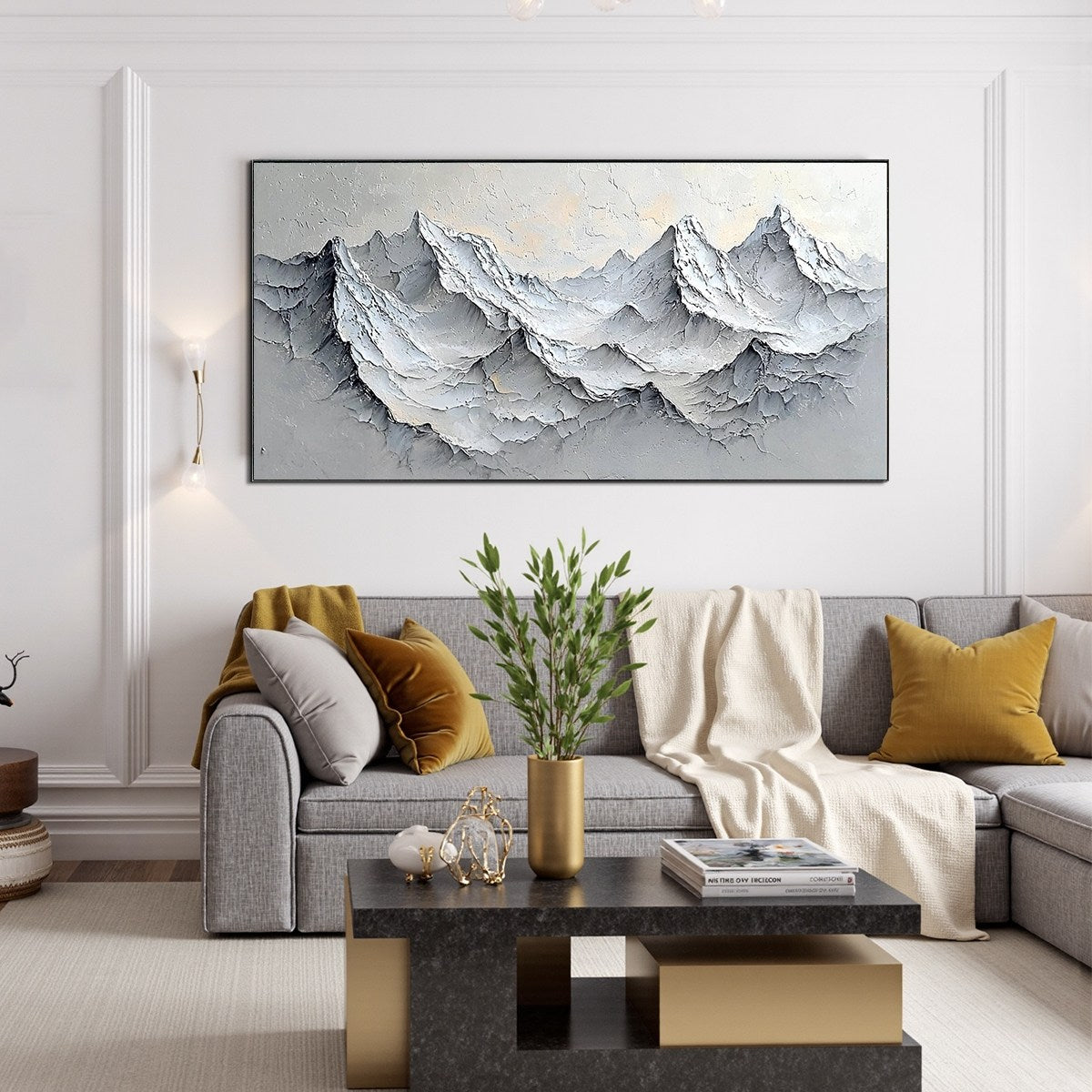 FROZEN PEAKS: Textured Impasto Mountain Landscape Oil Painting - Image 7