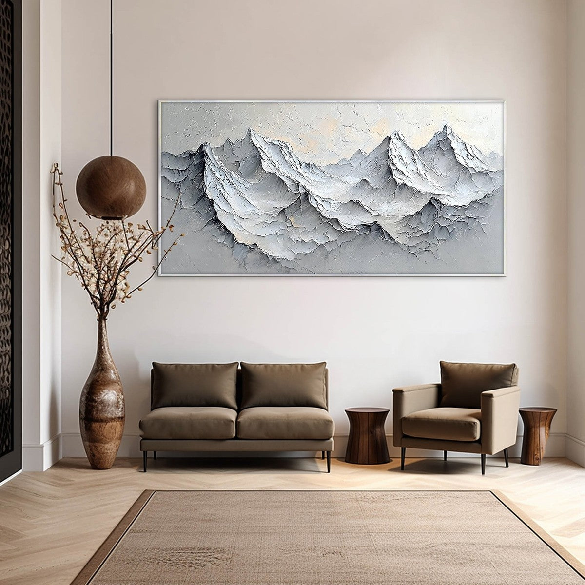FROZEN PEAKS: Textured Impasto Mountain Landscape Oil Painting - Image 6
