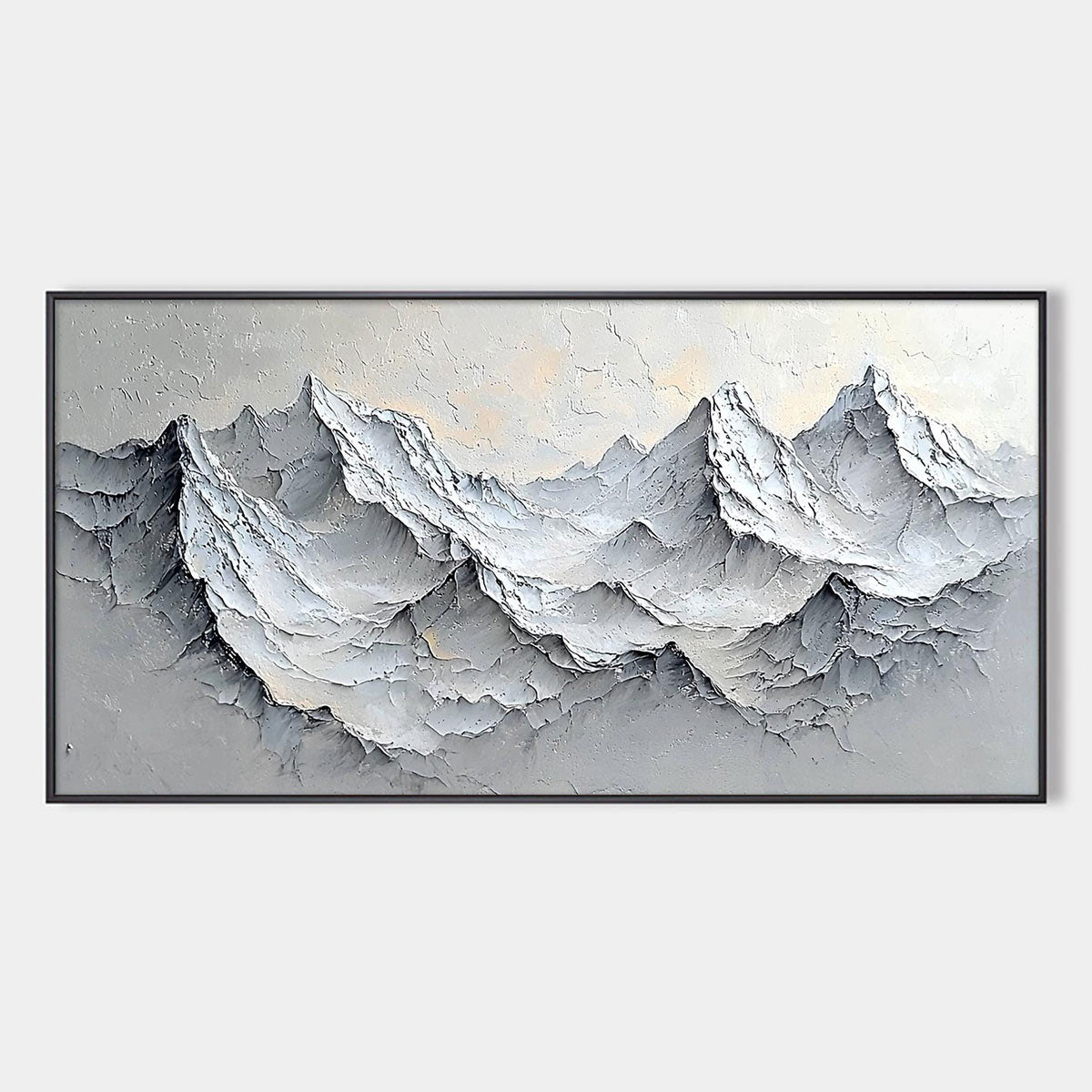 FROZEN PEAKS: Textured Impasto Mountain Landscape Oil Painting