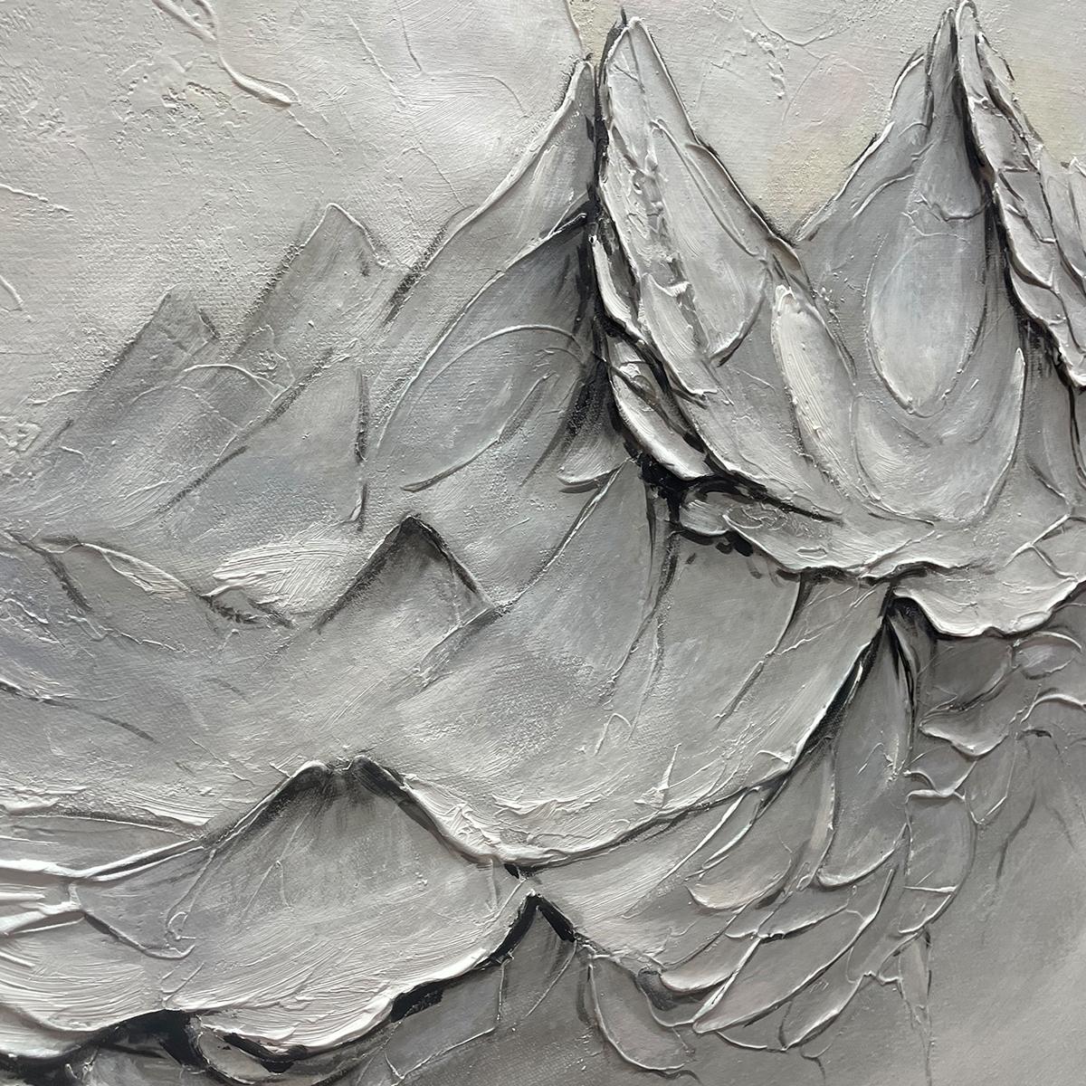 FROZEN PEAKS: Textured Impasto Mountain Landscape Oil Painting - Image 5