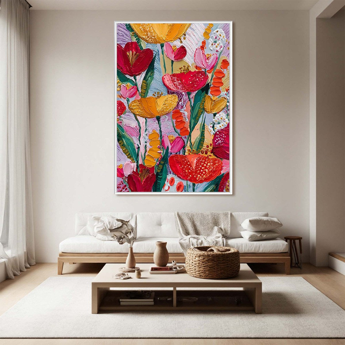 GARDEN MELODY: Textured Impasto Floral Oil Painting - Image 8