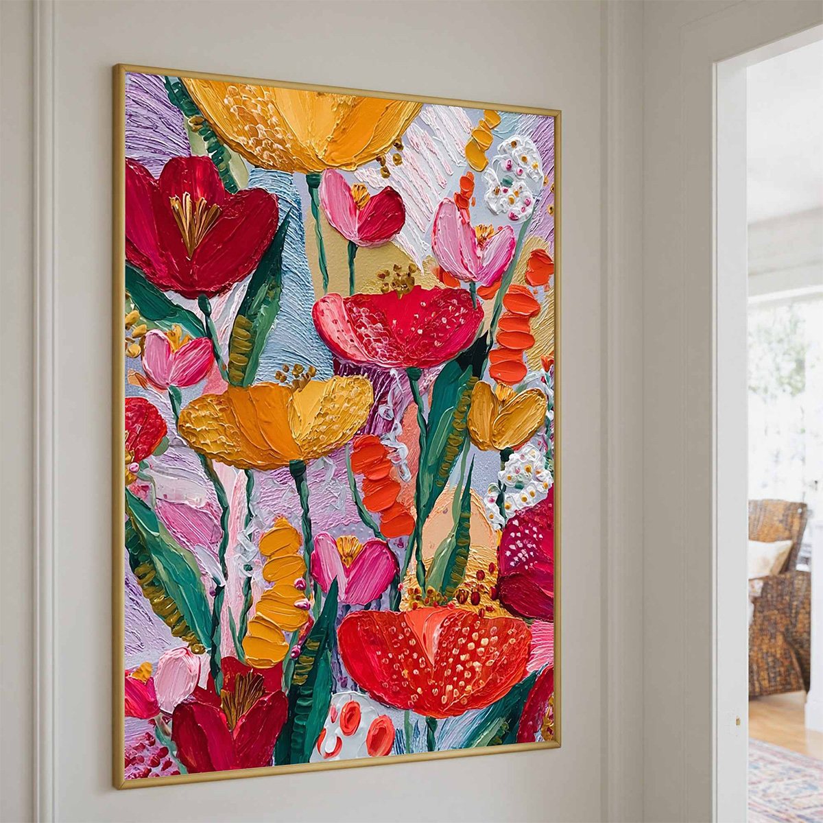 GARDEN MELODY: Textured Impasto Floral Oil Painting - Image 7