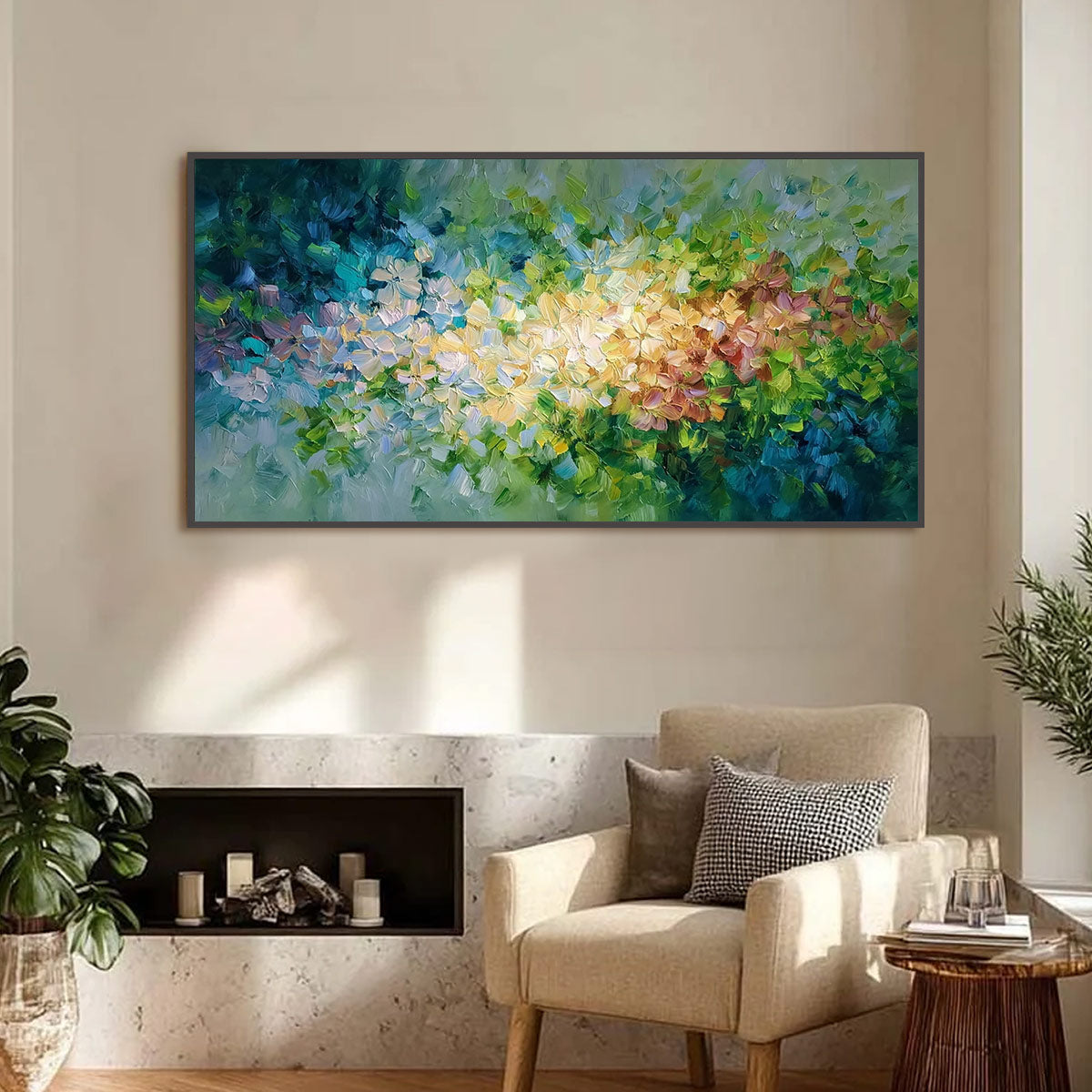 GARDEN OF LIGHT: Textured Abstract Floral Impasto Oil Painting - Image 2