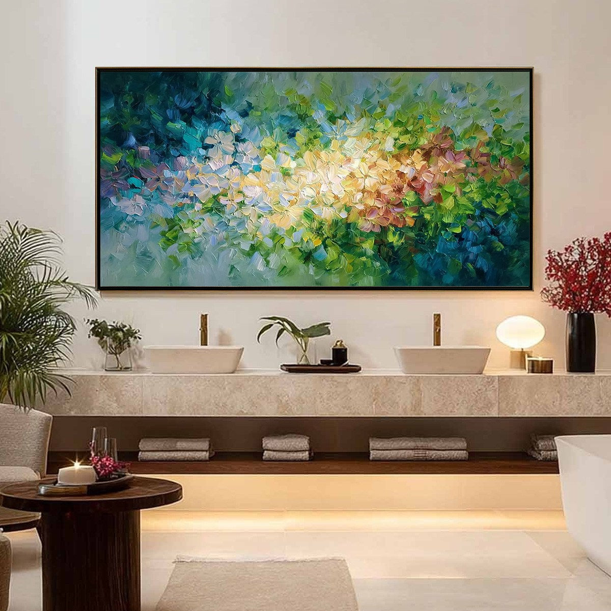 GARDEN OF LIGHT: Textured Abstract Floral Impasto Oil Painting - Image 4