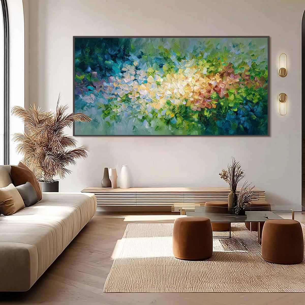 GARDEN OF LIGHT: Textured Abstract Floral Impasto Oil Painting - Image 6