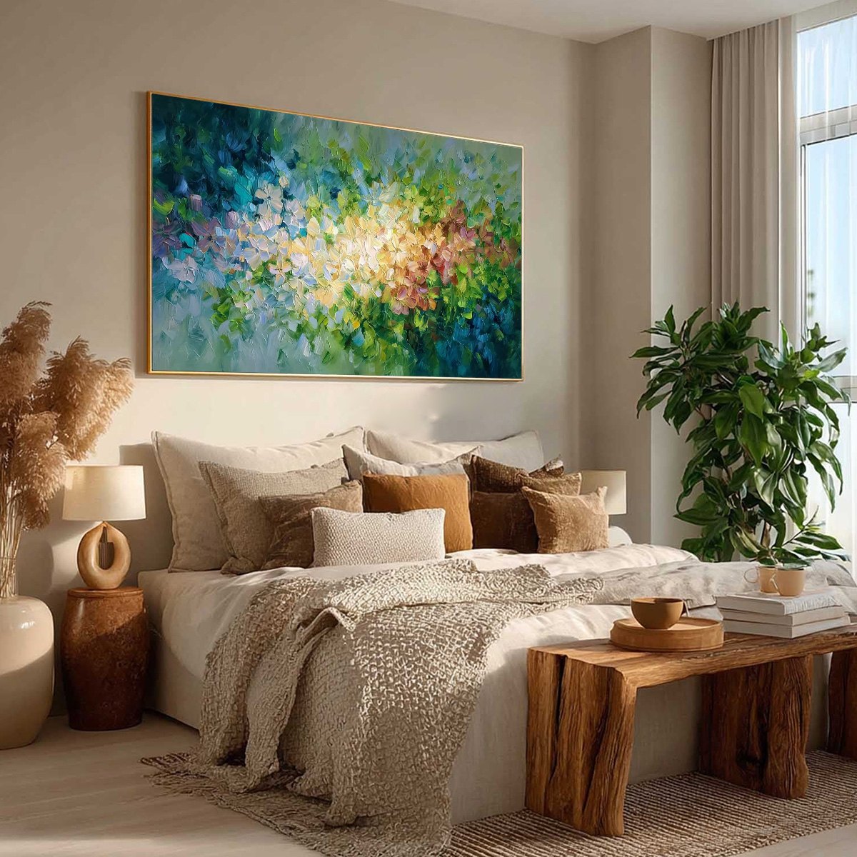 GARDEN OF LIGHT: Textured Abstract Floral Impasto Oil Painting - Image 8