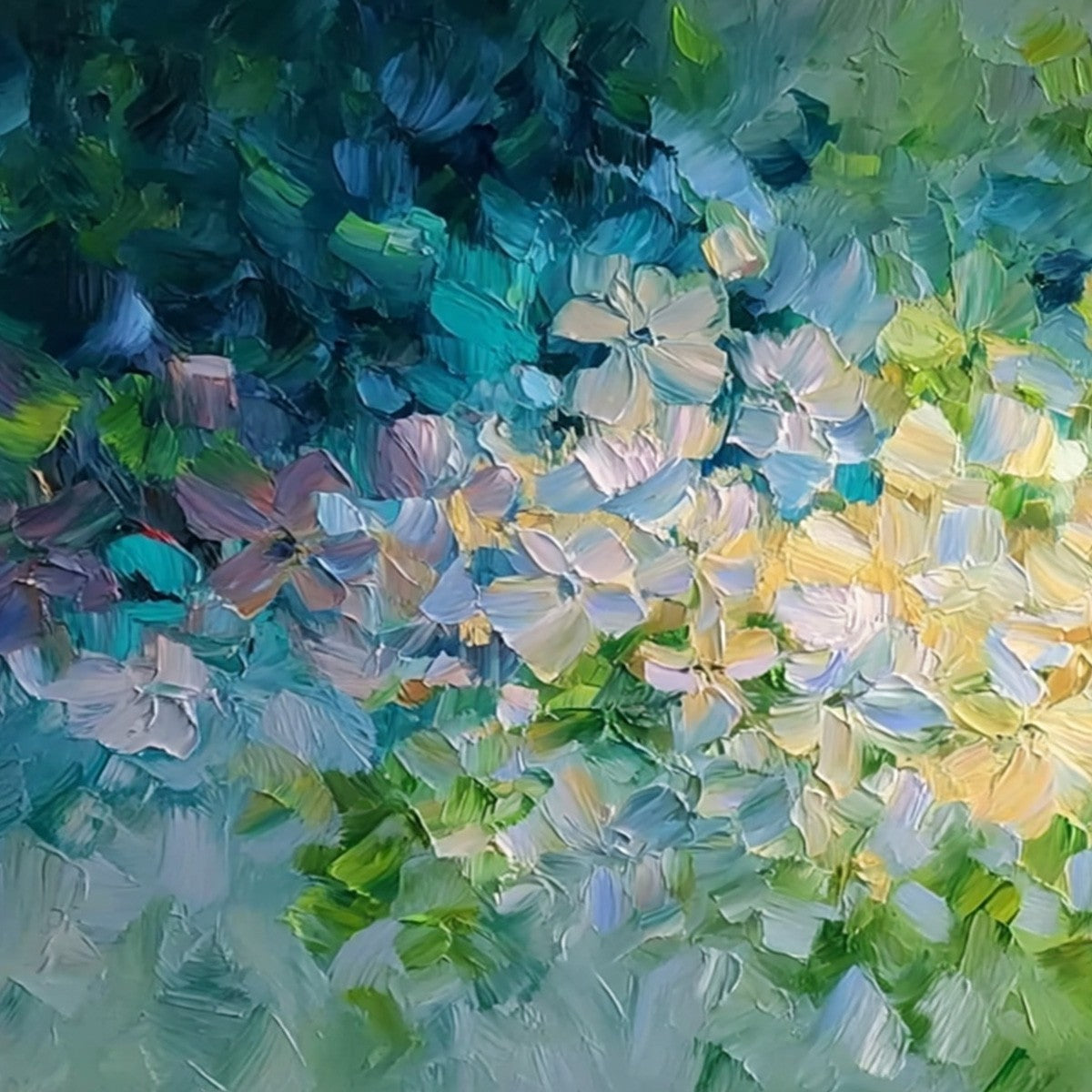 GARDEN OF LIGHT: Textured Abstract Floral Impasto Oil Painting - Image 3